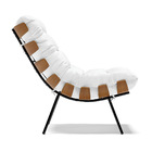 Poltrona Costela Corino Branco Base Metálica Preto - D'rossi