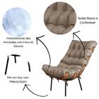 Poltrona Costela Couro Areia Metal Preto