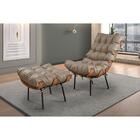 Poltrona Costela Couro Areia Metal Preto