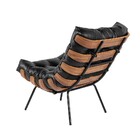 Poltrona Costela Couro Legítimo Preto Base Metálica Preto - D