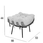 Poltrona Costela De Adão Com Puff Tecido Linho Cinza