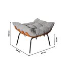 Poltrona Costela De Adão E Puff Cinza Claro