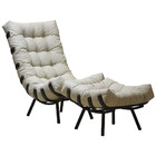 Poltrona Costela De Alumínio Com Puff E Almofada Decorativa