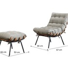 Poltrona Costela Decorativa Com Puff  Cinza Linho