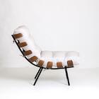 Poltrona Costela Decorativa Com Puff Sala De Estar