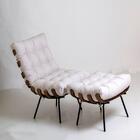 Poltrona Costela Decorativa Com Puff Sala De Estar