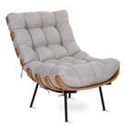 Poltrona Costela Decorativa Sala De Estar Linho Cinza