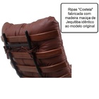 Poltrona Costela E Banqueta Em Couro Preta Imbuia Artezanal