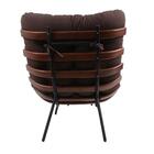 Poltrona Costela E Banqueta Em Suede Marrom Imbuia Artezanal