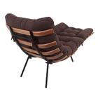 Poltrona Costela E Banqueta Suede Marrom Natural Artezanal