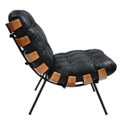 Poltrona Costela E Puff Costela Em Couro Legitimo - Couro Pre