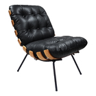 Poltrona Costela E Puff Costela Em Couro Legitimo - Couro Pre