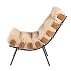 Poltrona Costela Em Couro Platinum Decor Bege