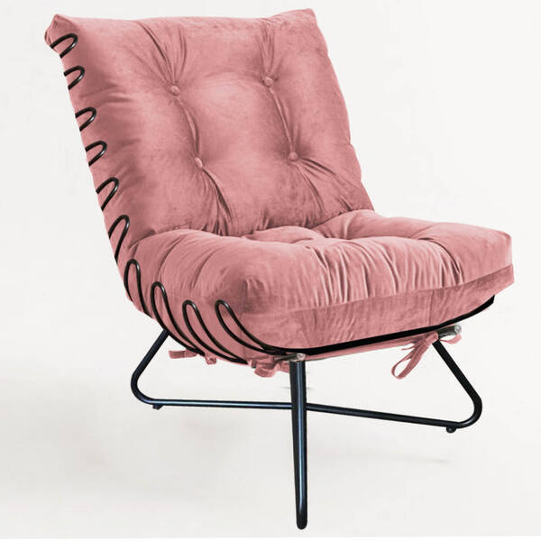 Poltrona Costela Ferro Industrial X Pés Cruzados Sala Quarto