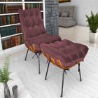 Poltrona Costela Karine Com Puff Rosê