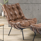 Poltrona Costela Kit 2 Couro Nozes Base Industrial Preto M11