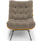 Poltrona Costela L02 Com Puff Sala De Estar Bouclê Bege  - Ly