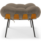 Poltrona Costela L02 Com Puff Sala De Estar Bouclê Bege  - Ly