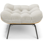 Poltrona Costela L02 Com Puff Sala De Estar Bouclê Cru  - Lya