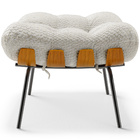 Poltrona Costela L02 Com Puff Sala De Estar Bouclê Cru  - Lya