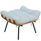 Poltrona Costela L02 Com Puff Sala De Estar Linho Cinza - Lya