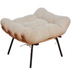 Poltrona Costela L02 Com Puff Sala De Estar Suede Bege - Lyam