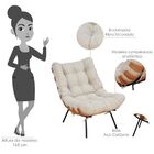 Poltrona Costela L02 Com Puff Sala De Estar Suede Bege - Lyam