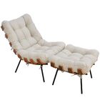 Poltrona Costela L02 Com Puff Sala De Estar Suede Bege - Lyam