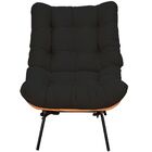 Poltrona Costela L02 Com Puff Sala De Estar Suede Preto - Lya