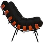 Poltrona Costela L02 Com Puff Sala De Estar Suede Preto - Lya