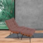 Poltrona Costela L02 Com Puff Sala De Estar Suede Rosê - Lyam