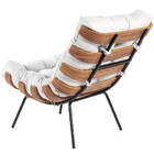 Poltrona Costela L04 Com Puff Sala De Estar Couro Branco - Ly