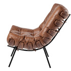 Poltrona Costela L04 Com Puff Sala De Estar Couro Mel - Lyam