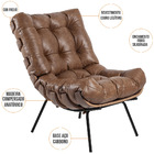 Poltrona Costela L04 Com Puff Sala De Estar Couro Mel - Lyam