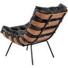 Poltrona Costela L04 Com Puff Sala De Estar Couro Preto - Lya