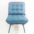 Poltrona Costela Linho Azul Com Puff - Poltronas Do Sul