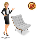 Poltrona Costela Linho Base Metálica Preto - D'rossi - A05 Ci