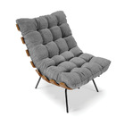 Poltrona Costela Linho Grafite A26 Base Metálica Preto - D'ro