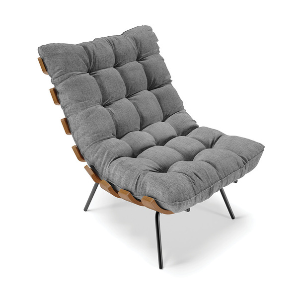 Poltrona Costela Linho Grafite A26 Base Metálica Preto - D'ro