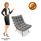 Poltrona Costela Linho Grafite A26 Base Metálica Preto - D'ro