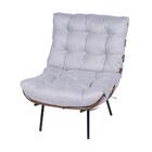 Poltrona Costela Madeira Tauari Linho Cinza Base Metal