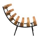 Poltrona Costela Madeira Tauari Tecido Sintetico Pu Preta Bas