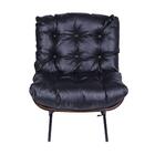 Poltrona Costela Madeira Tauari Tecido Sintetico Pu Preta Bas