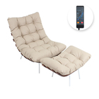 Poltrona Costela Massageadora E Pufe Em Couro Cru - Natural C