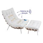 Poltrona Costela Massageadora E Pufe Em Sarja Cru - Natural C