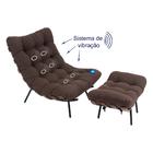 Poltrona Costela Massageadora E Pufe Em Suede Marrom - Imbuia