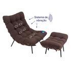 Poltrona Costela Massageadora E Pufe Em Suede Marrom - Natura