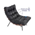 Poltrona Costela Massageadora Em Couro Preta - Natural Com Ba