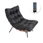 Poltrona Costela Massageadora Em Couro Preta - Natural Com Ba