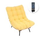 Poltrona Costela Massageadora Em Sarja Amarela - Natural Com